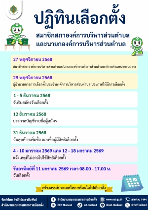 ปฏิทินเลือกตั้งสมาชิกองค์การบริหารส่วนตำบลและนายกองค์การบริหารส่วนตำบล